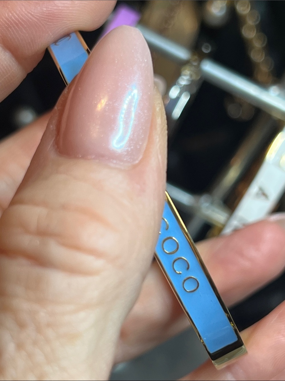 Gold Stainless Steel Blue Enamel Bracelet-Fashion Inspired/Upcycled